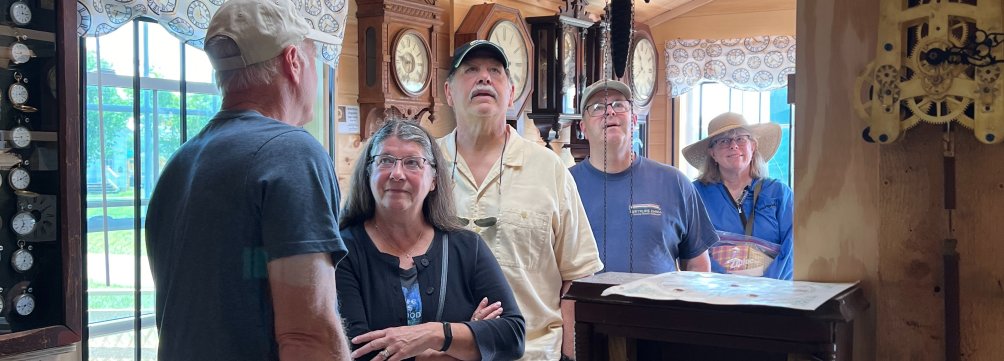 Bob telling us about clock shop